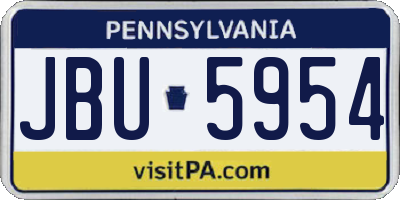 PA license plate JBU5954