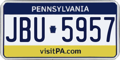 PA license plate JBU5957