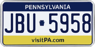 PA license plate JBU5958