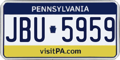 PA license plate JBU5959