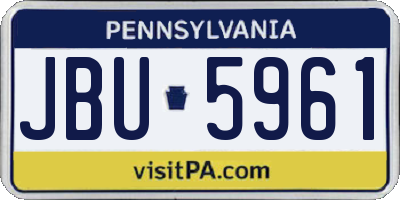 PA license plate JBU5961