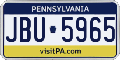 PA license plate JBU5965