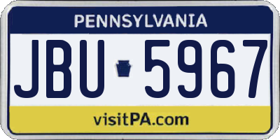 PA license plate JBU5967