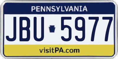 PA license plate JBU5977