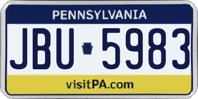PA license plate JBU5983