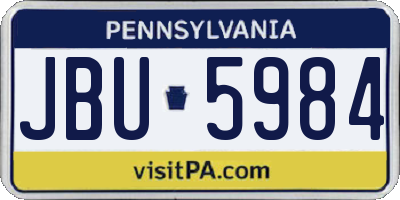 PA license plate JBU5984