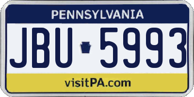 PA license plate JBU5993
