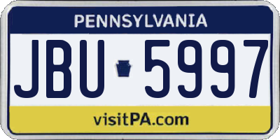 PA license plate JBU5997