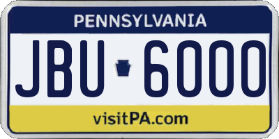 PA license plate JBU6000