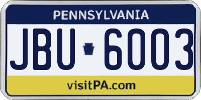 PA license plate JBU6003