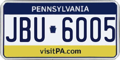 PA license plate JBU6005