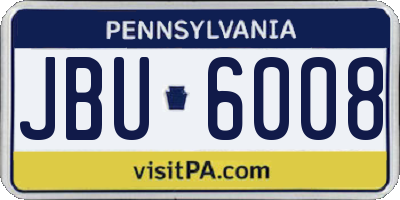 PA license plate JBU6008