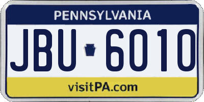 PA license plate JBU6010