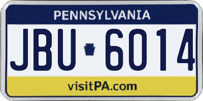 PA license plate JBU6014