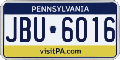 PA license plate JBU6016