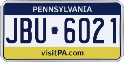 PA license plate JBU6021