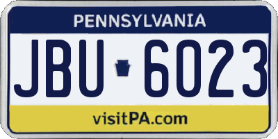 PA license plate JBU6023