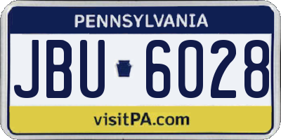 PA license plate JBU6028