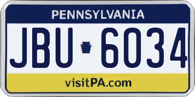PA license plate JBU6034