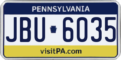 PA license plate JBU6035