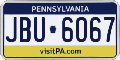PA license plate JBU6067