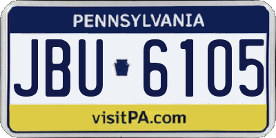 PA license plate JBU6105