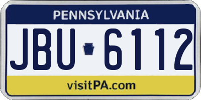 PA license plate JBU6112