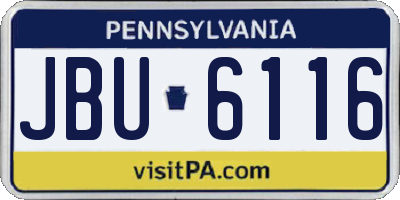PA license plate JBU6116
