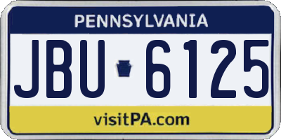 PA license plate JBU6125
