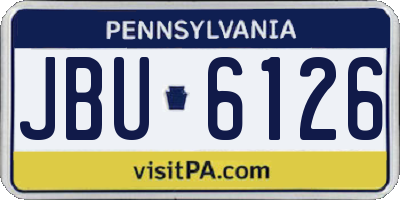 PA license plate JBU6126