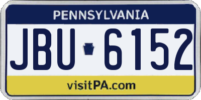 PA license plate JBU6152