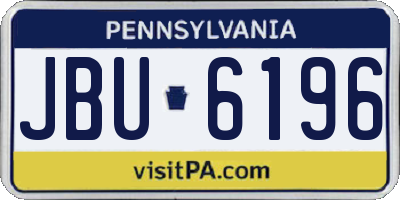PA license plate JBU6196