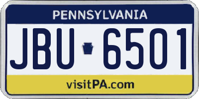 PA license plate JBU6501