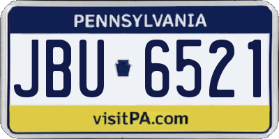 PA license plate JBU6521
