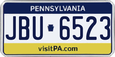 PA license plate JBU6523