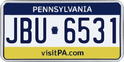 PA license plate JBU6531