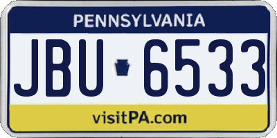 PA license plate JBU6533