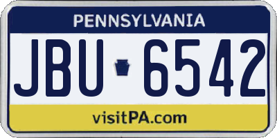 PA license plate JBU6542