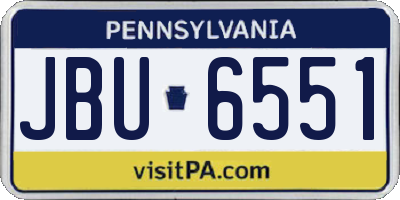 PA license plate JBU6551