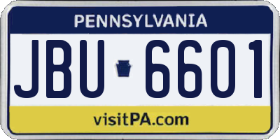 PA license plate JBU6601