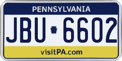 PA license plate JBU6602