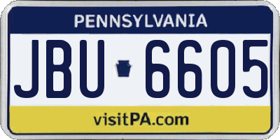 PA license plate JBU6605