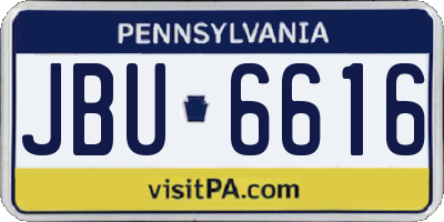 PA license plate JBU6616