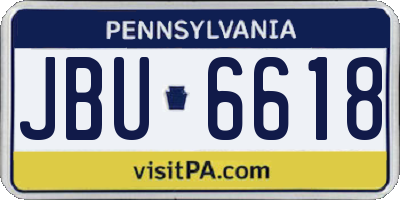 PA license plate JBU6618