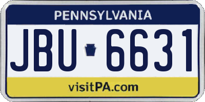 PA license plate JBU6631