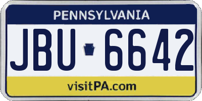 PA license plate JBU6642