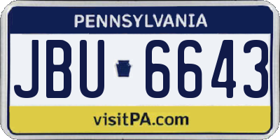 PA license plate JBU6643