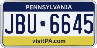 PA license plate JBU6645