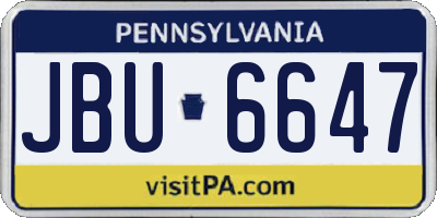 PA license plate JBU6647