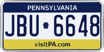 PA license plate JBU6648
